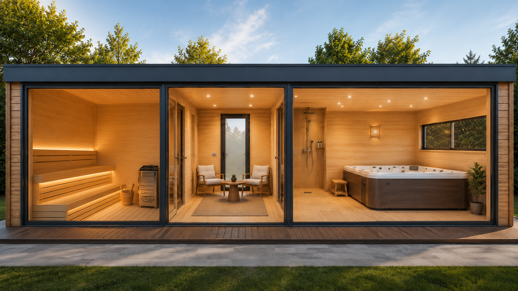 Bastu med lounge & spa